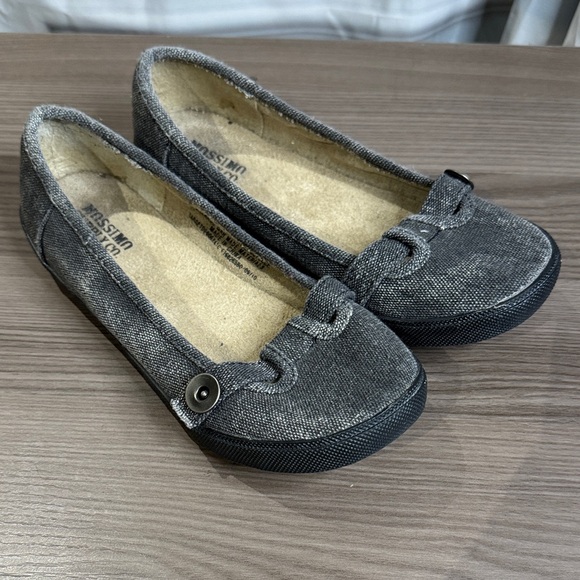 Massimo Shoes - Massimo Gray Denim Flats with Black Sole